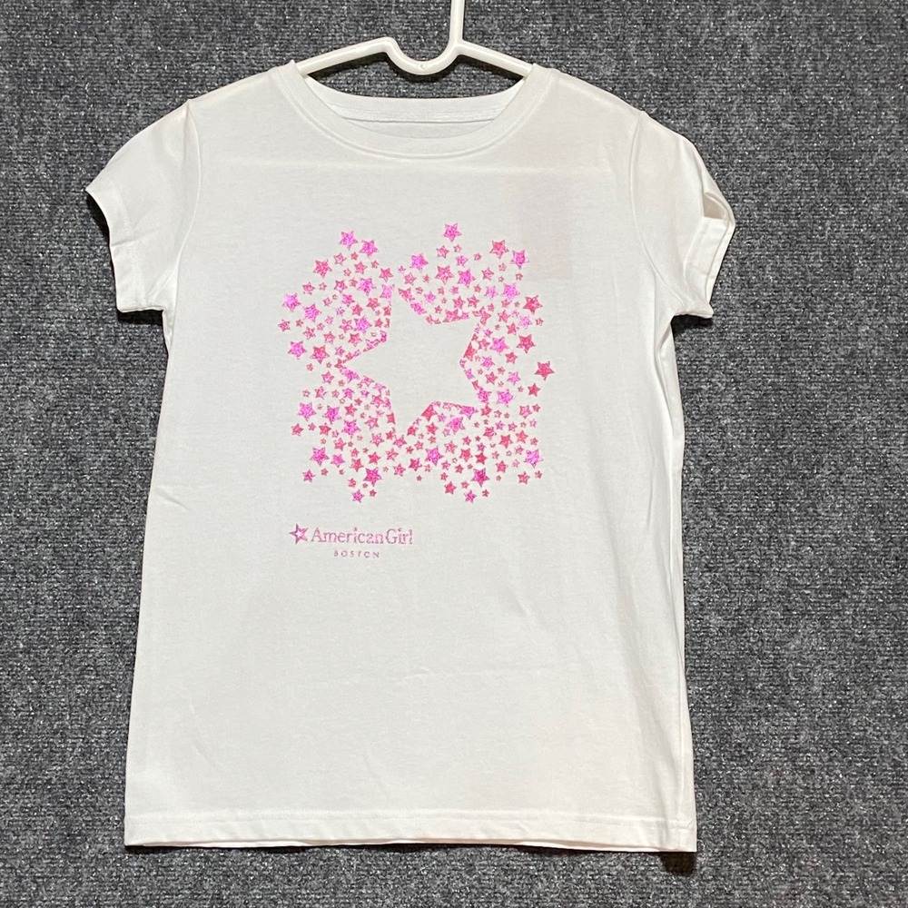 American Girl Boston Star Graphic T Shirt White‎ Kids Size XL 18 20 Cotton Tee